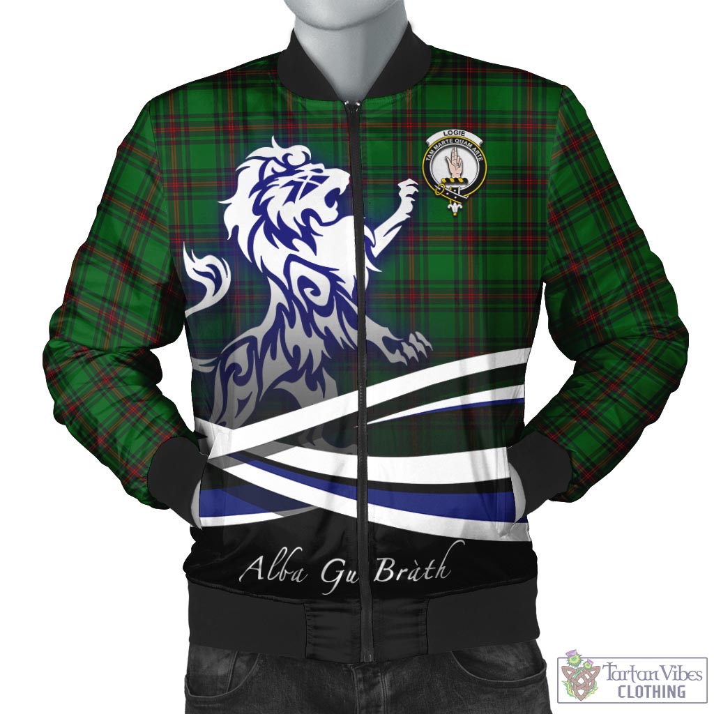 Tartan Vibes Clothing Logie Tartan Bomber Jacket with Alba Gu Brath Regal Lion Emblem