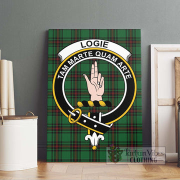 Logie Tartan Canvas Print Wall Art with Family Crest