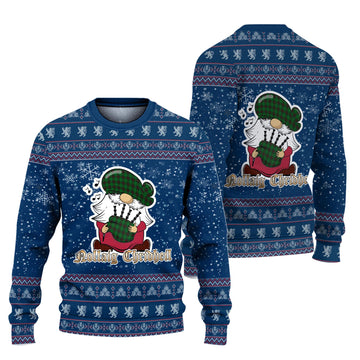 Logie Clan Christmas Family Ugly Sweater with Funny Gnome Playing Bagpipes