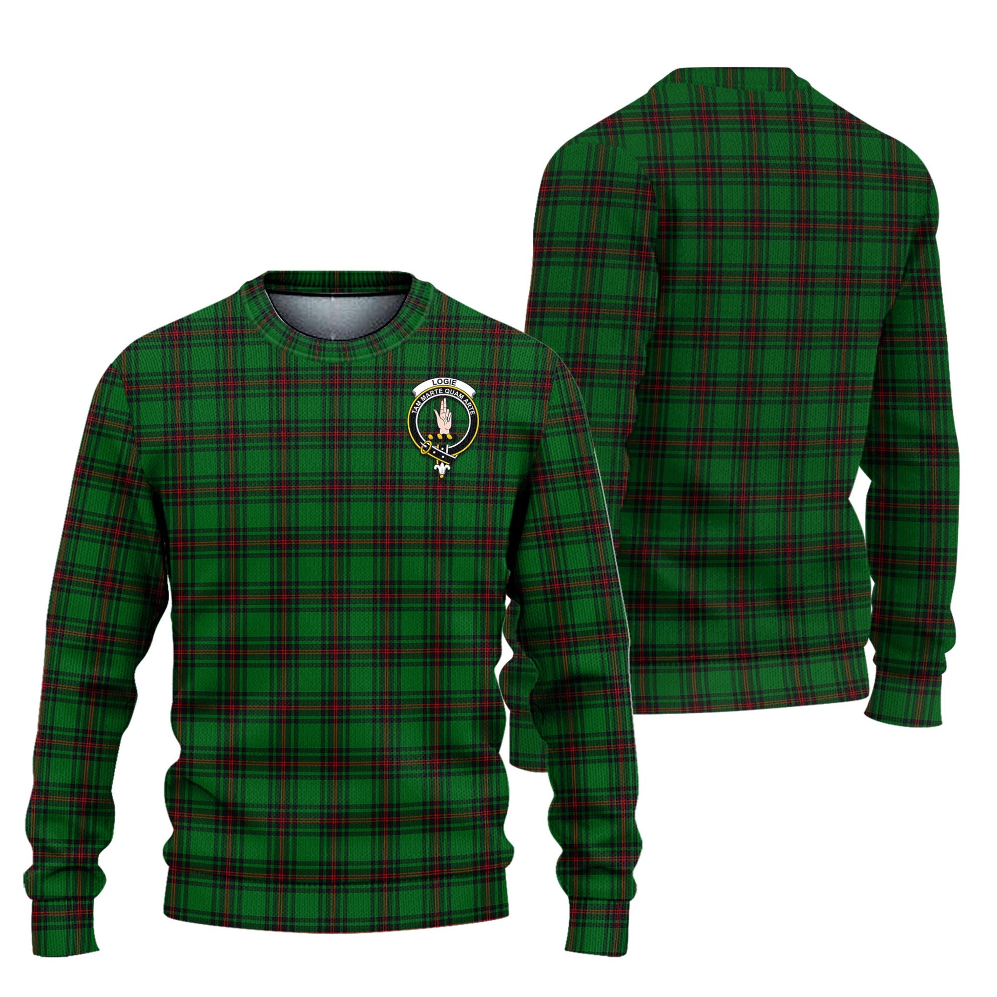 Logie Tartan Knitted Sweater with Family Crest Unisex - Tartanvibesclothing