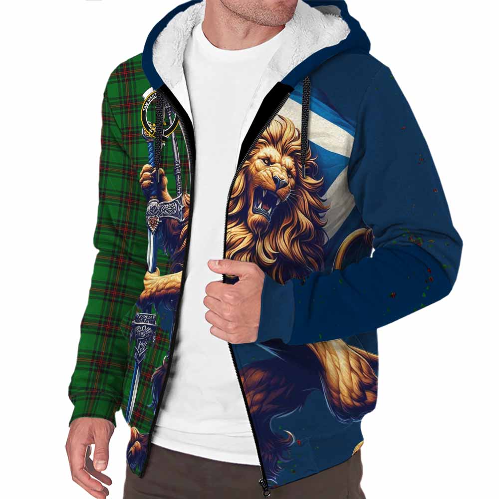 Tartan Vibes Clothing Logie Tartan Family Crest Sherpa Hoodie with Scottish Majestic Lion