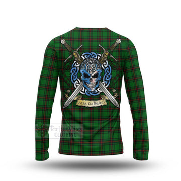 Logie Tartan Long Sleeve T-Shirt with Family Crest Celtic Skull Style - Tartan Vibes Clothing