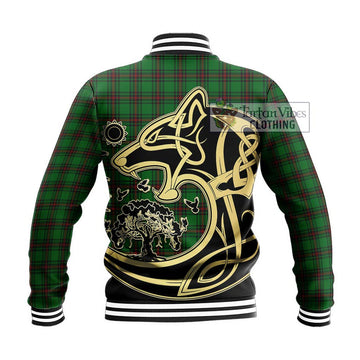 Logie Tartan Baseball Jacket with Family Crest Celtic Wolf Style - Tartan Vibes Clothing