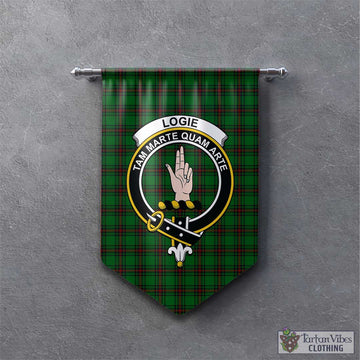 Logie Tartan Gonfalon, Tartan Banner with Family Crest