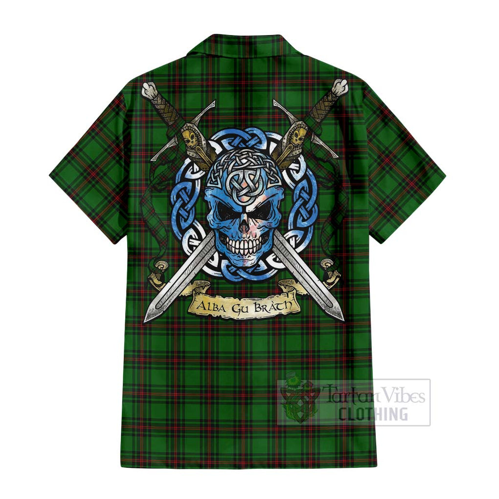 Logie Tartan Hawaiian Shirt with Family Crest Celtic Skull Style - Tartan Vibes Clothing