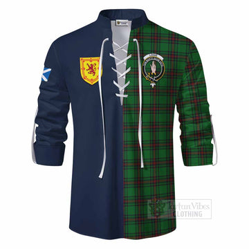 Logie Tartan Ghillie Kilt Shirt Alba with Scottish Lion Royal Arm Half Style