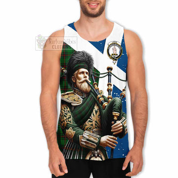 Logie Tartan Men's Tank Top with Family Crest Scottish Bagpiper Vibes