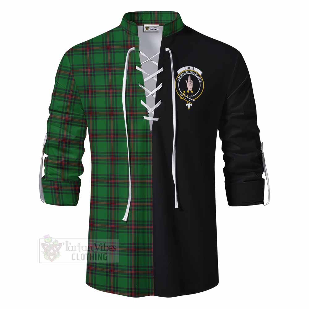 Tartan Vibes Clothing Logie Tartan Ghillie Kilt Shirt with Family Crest and Half Of Me Style