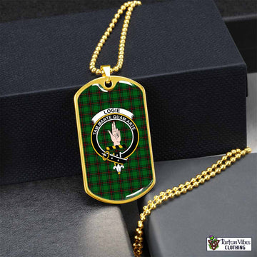 Logie Tartan Dog Tag Necklace with Family Crest