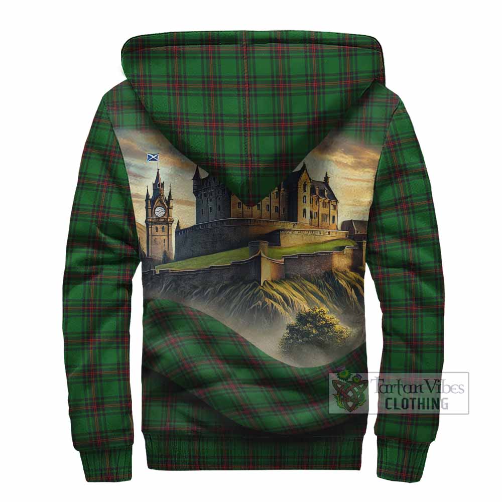 Logie Tartan Family Crest Sherpa Hoodie with Scottish Ancient Castle Style - Tartan Vibes Clothing