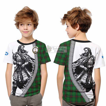 Logie Tartan Clan Crest Kid T-Shirt with Highlander Warrior Celtic Style - Tartan Vibes Clothing