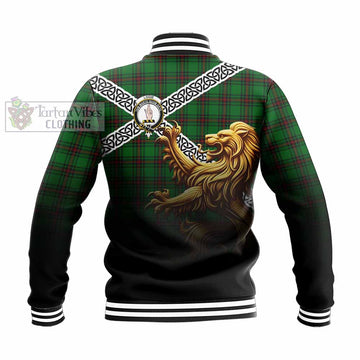 Logie Crest Tartan Baseball Jacket with Golden Lion Emblem Celtic Style - Tartan Vibes Clothing