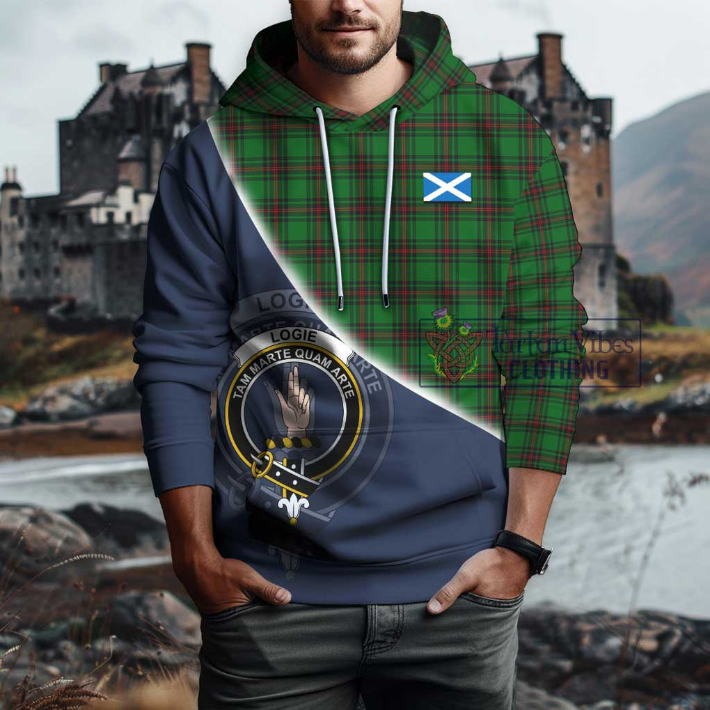 Logie Tartan Hoodie with Personalised National Flag and Family Crest Half Style - Tartanvibesclothing Shop