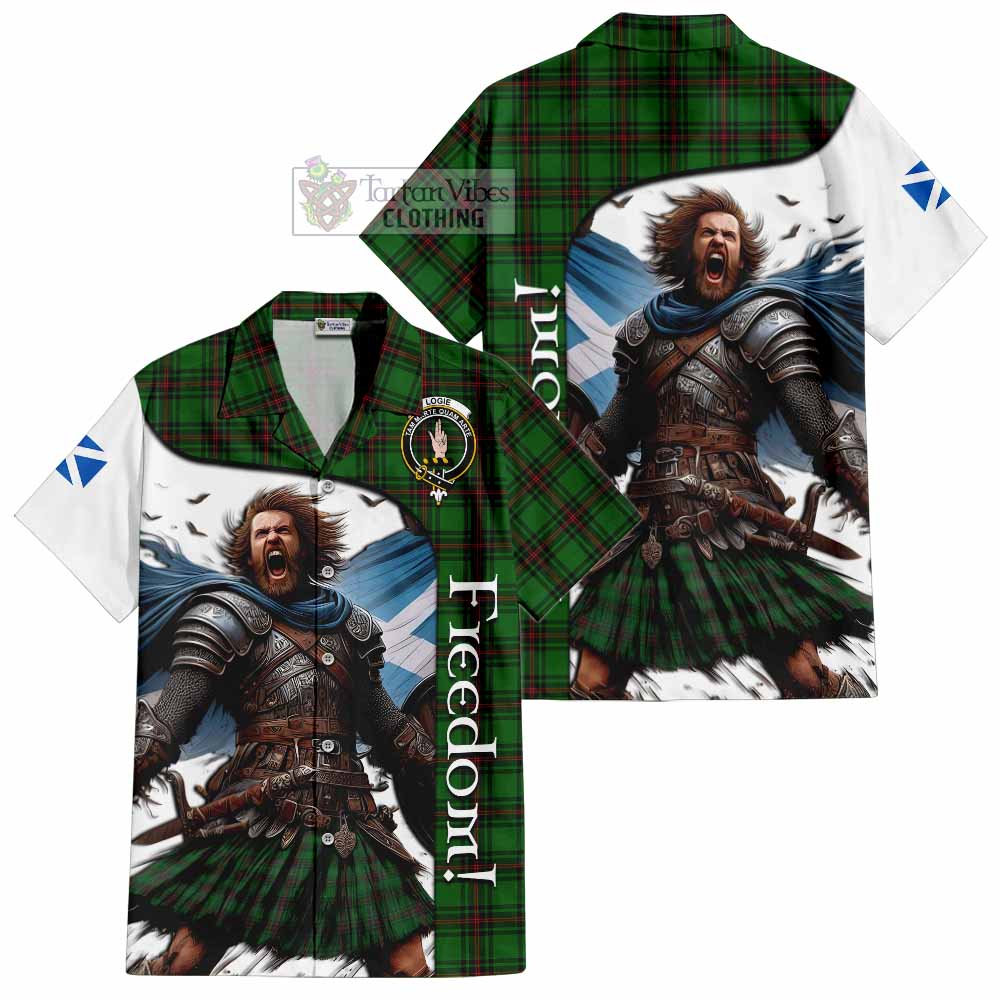 Tartan Vibes Clothing Logie Crest Tartan Short Sleeve Button Shirt Inspired by the Freedom of Scottish Warrior