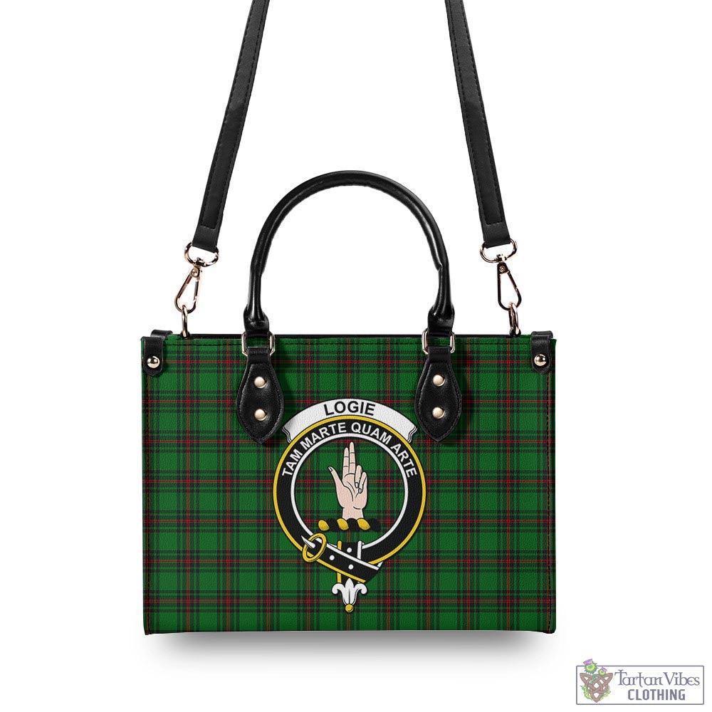 Tartan Vibes Clothing Logie Tartan Luxury Leather Handbags with Family Crest