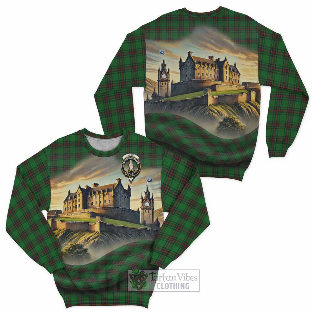Logie Tartan Family Crest Sweatshirt with Scottish Ancient Castle Style - Tartan Vibes Clothing