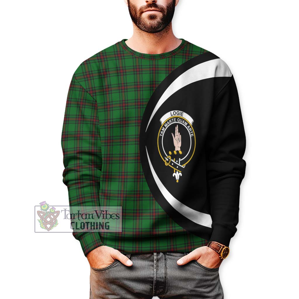 Logie Tartan Sweatshirt with Family Crest Circle Style - Tartan Vibes Clothing