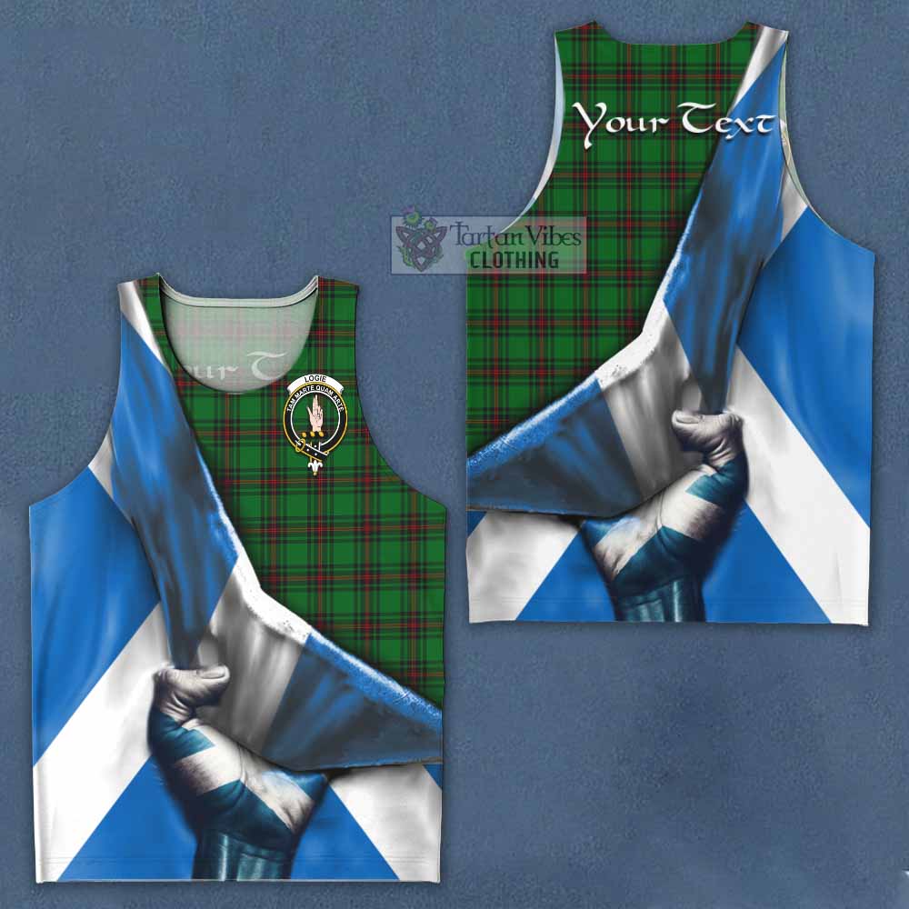 Tartan Vibes Clothing Logie Tartan Men's Tank Top with Family Crest Scotland Patriotic Style