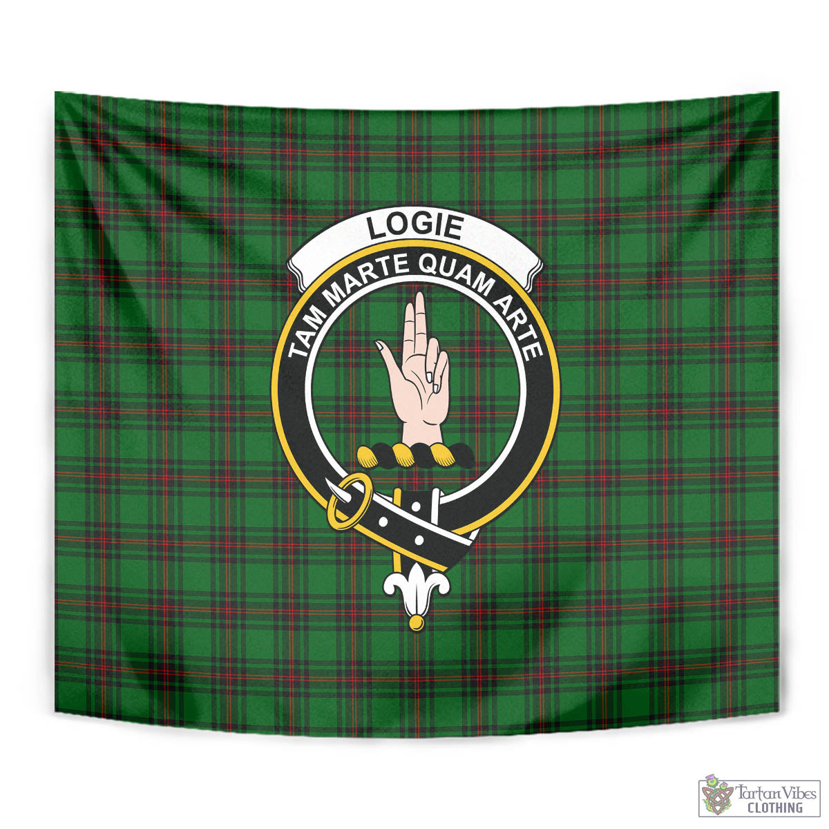 Tartan Vibes Clothing Logie Tartan Tapestry Wall Hanging and Home Decor for Room with Family Crest