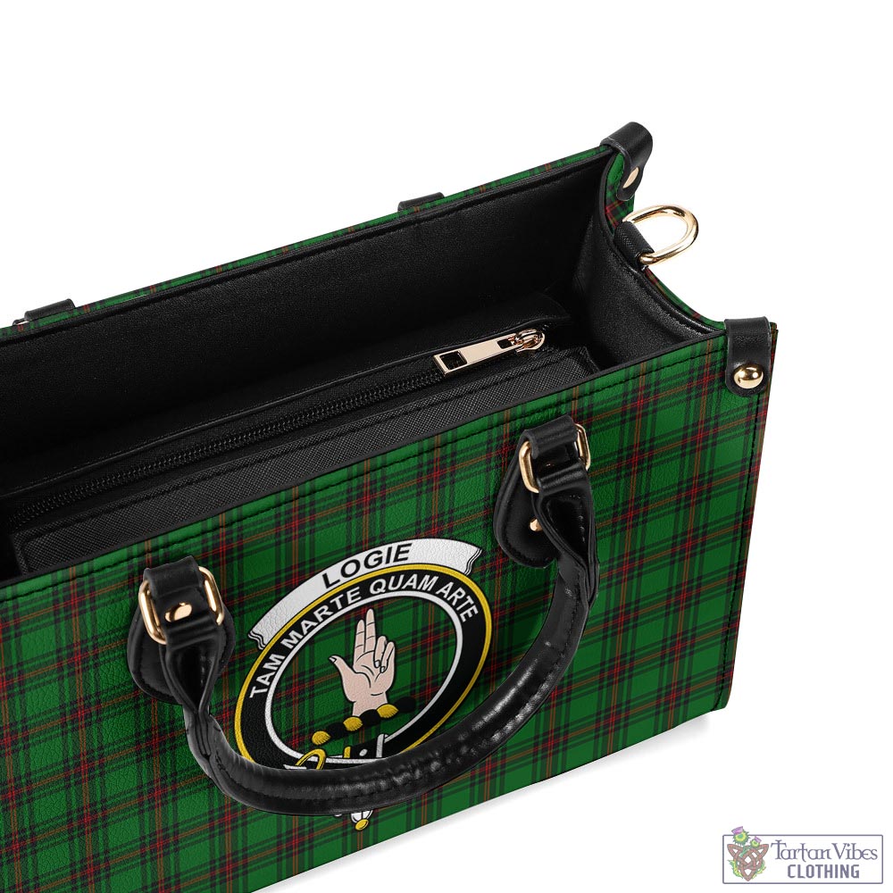 Tartan Vibes Clothing Logie Tartan Luxury Leather Handbags with Family Crest