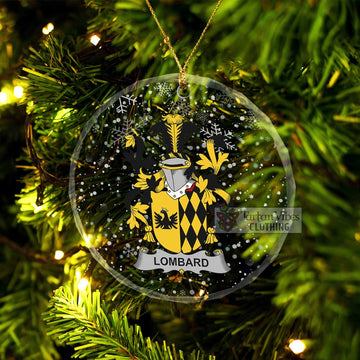 Lombard Irish Clan Christmas Glass Ornament with Coat of Arms