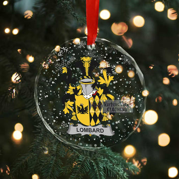 Lombard Irish Clan Christmas Glass Ornament with Coat of Arms