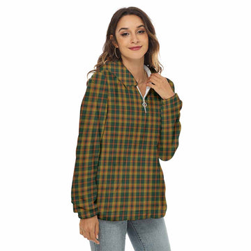 Londonderry (Derry) County Ireland Tartan Women's Borg Fleece Hoodie with Half Zip