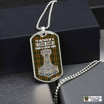 Londonderry (Derry) County Ireland Tartan Dog Tag Necklace Viking Mjolnir Style