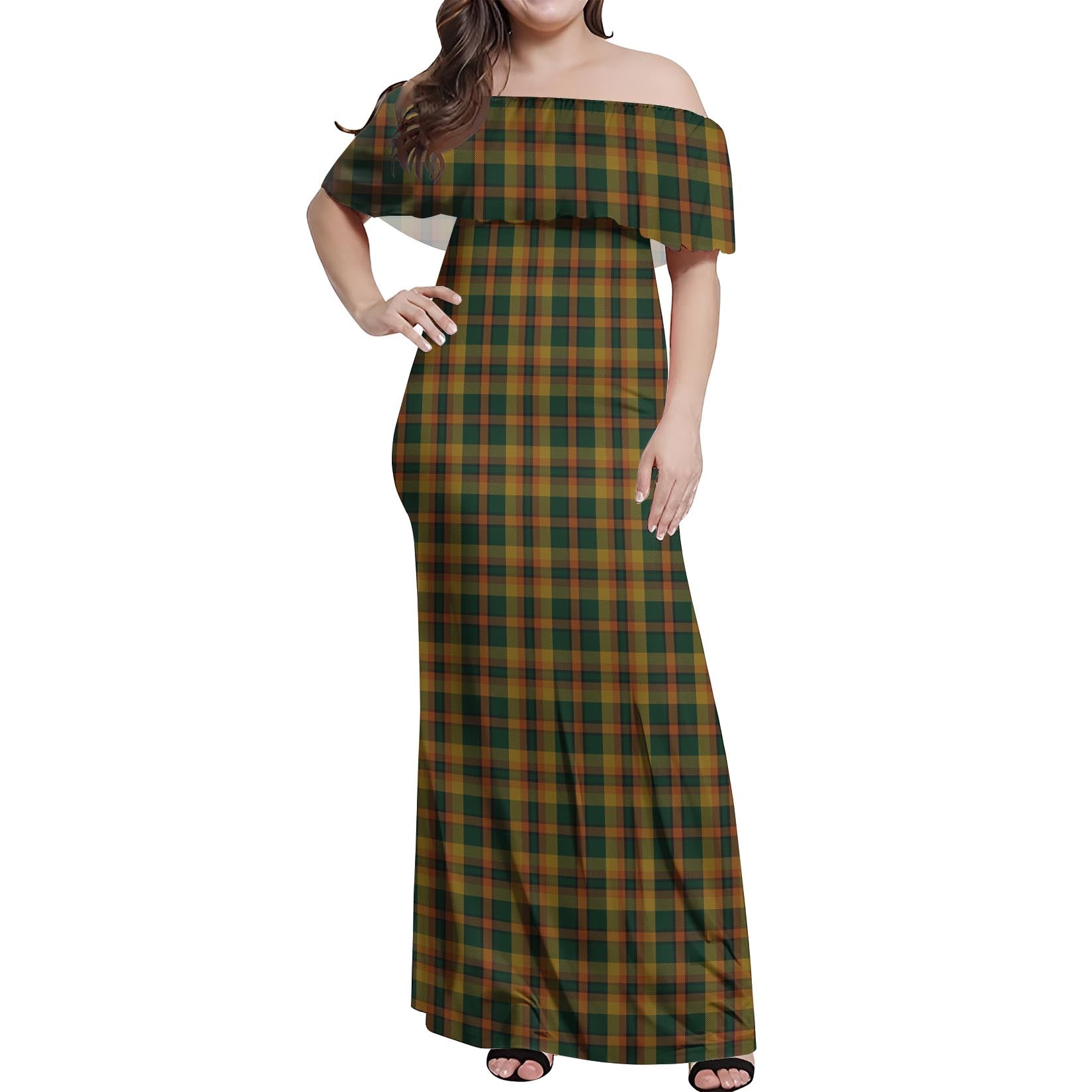 Londonderry (Derry) County Ireland Tartan Off Shoulder Long Dress Women's Dress - Tartanvibesclothing