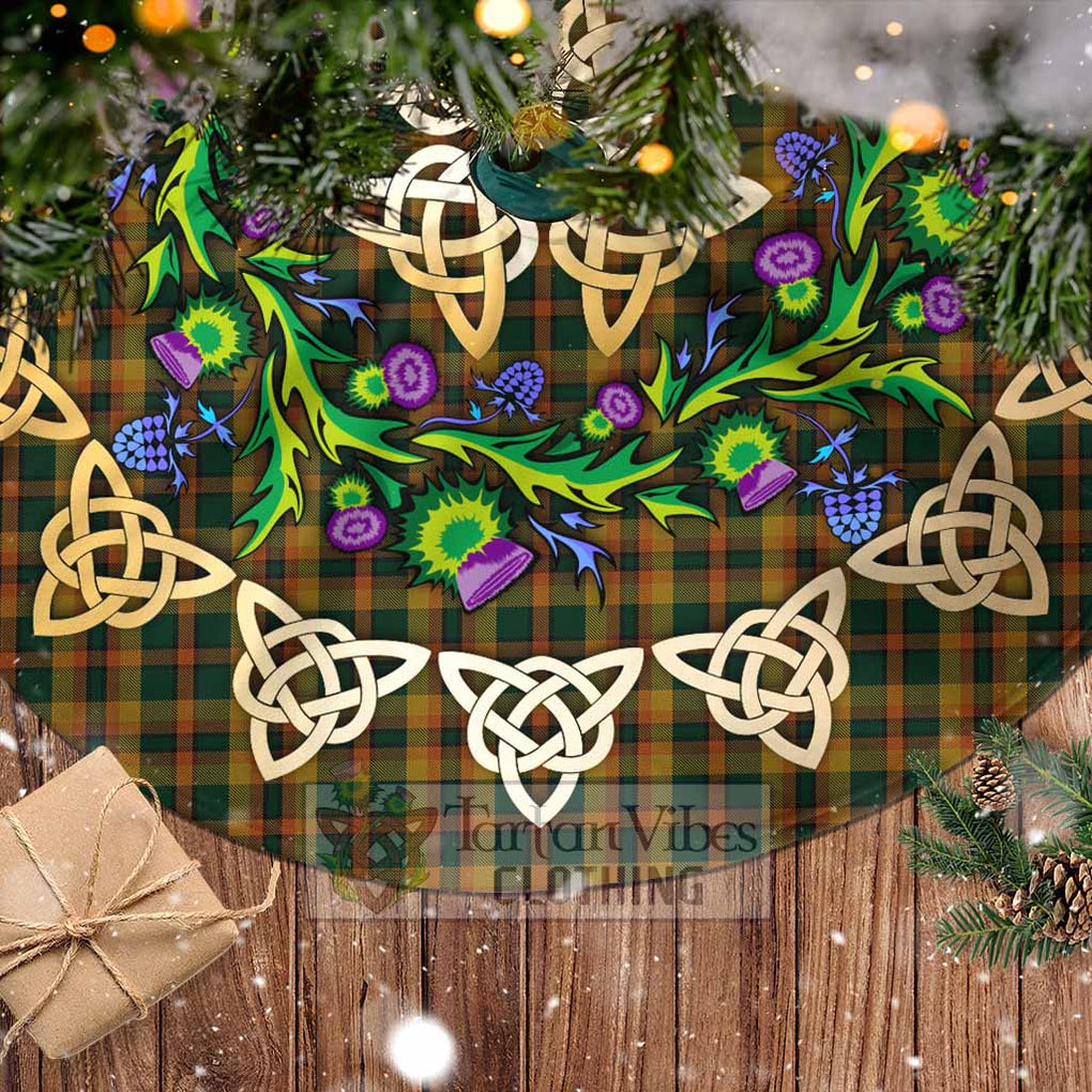 Tartan Vibes Clothing Londonderry (Derry) County Ireland Tartan Christmas Tree Skirt with Thistle Celtic Knot Style