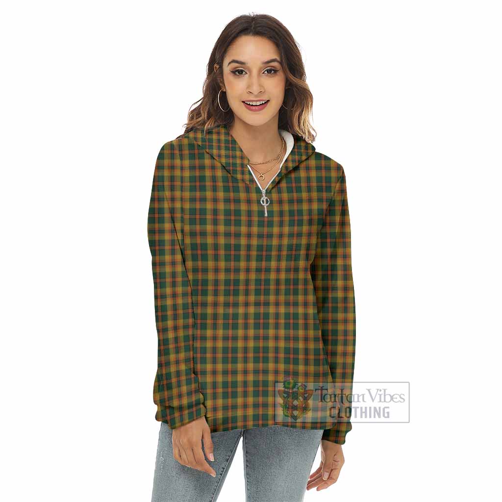 Tartan Vibes Clothing Londonderry (Derry) County Ireland Tartan Women's Borg  Half Zip Fleece Hoodie