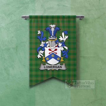 Lonergan Irish Clan Tartan Gonfalon, Tartan Banner with Coat of Arms Fishtail - Tartan Vibes Clothing