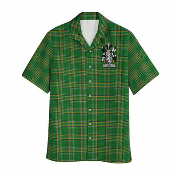 Long Irish Clan Tartan Hawaiian Shirt with Coat of Arms Kid - Tartan Vibes Clothing