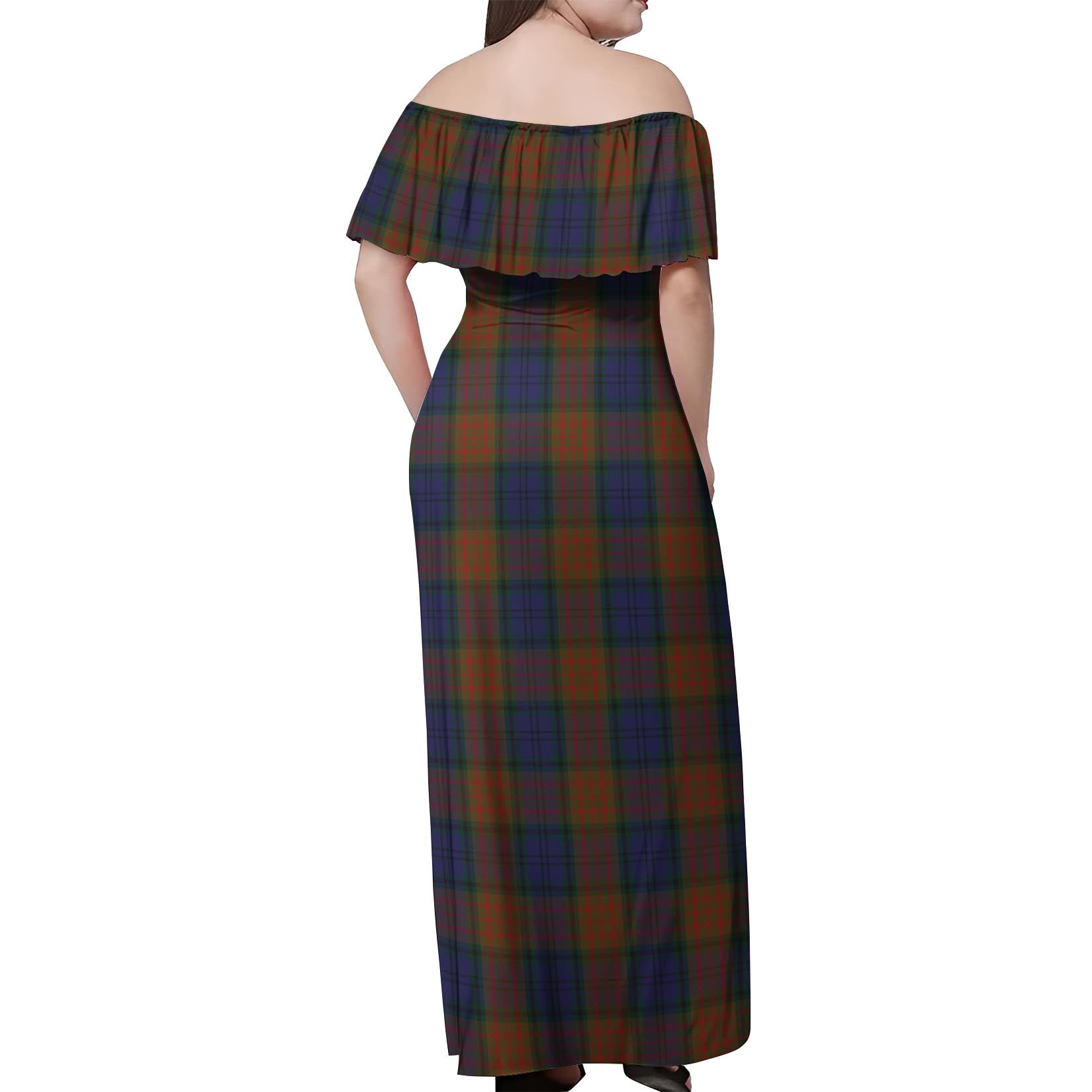 Longford County Ireland Tartan Off Shoulder Long Dress - Tartanvibesclothing