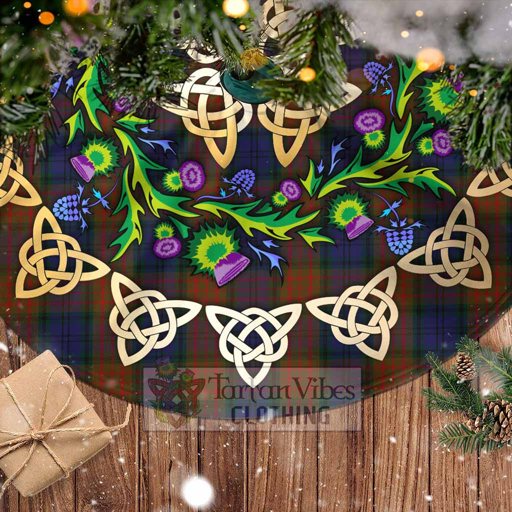 Tartan Vibes Clothing Longford County Ireland Tartan Christmas Tree Skirt with Thistle Celtic Knot Style