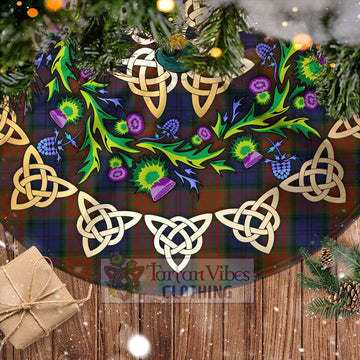 Longford County Ireland Tartan Christmas Tree Skirt with Thistle Celtic Knot Style