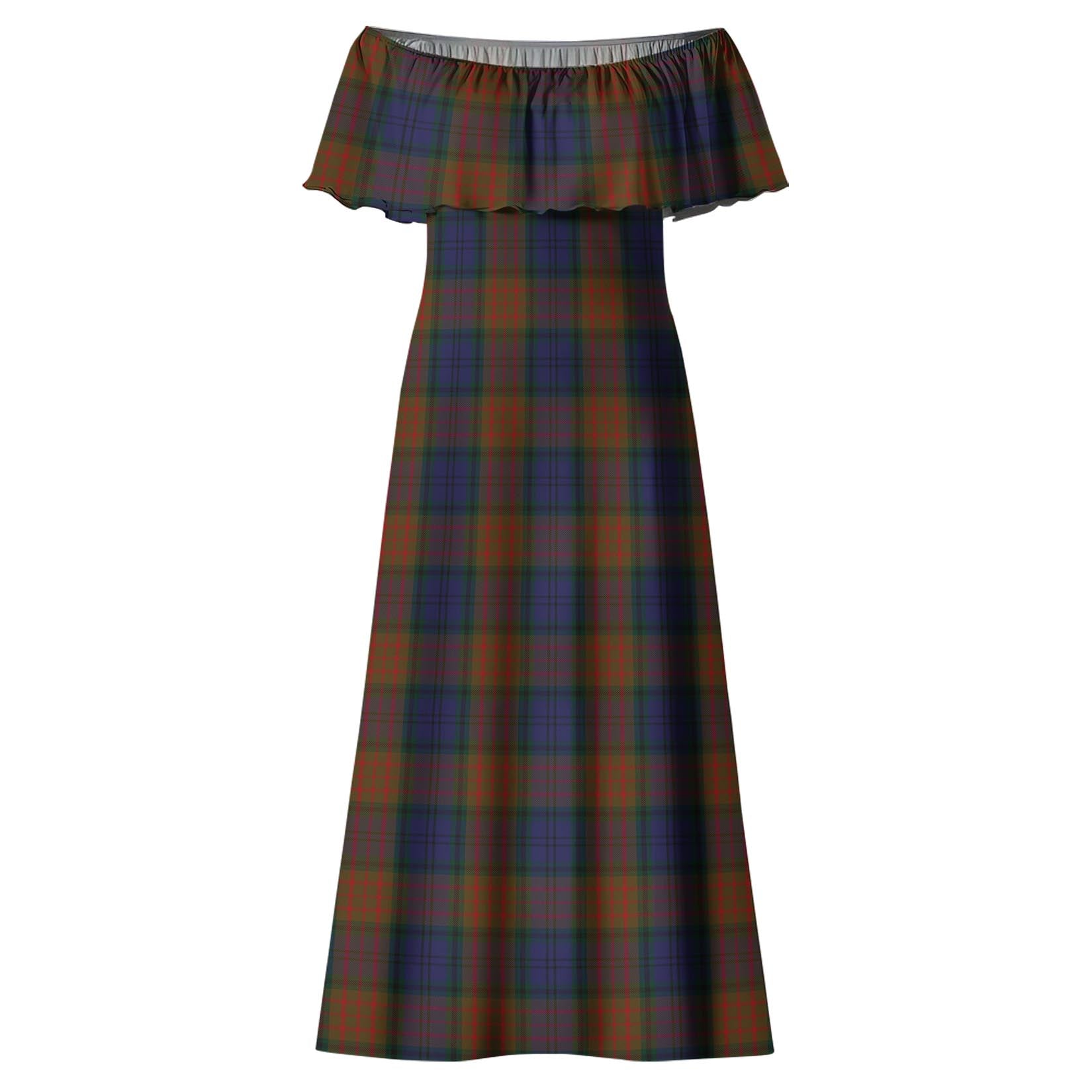 Longford County Ireland Tartan Off Shoulder Long Dress - Tartanvibesclothing