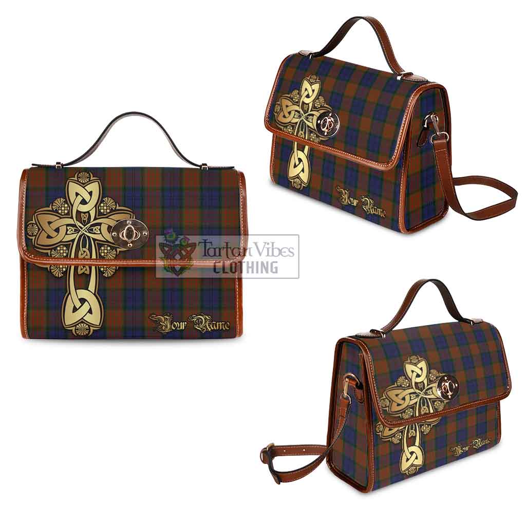 Tartan Vibes Clothing Longford County Ireland Tartan Waterproof Canvas Bag Golden Thistle Celtic Cross Style