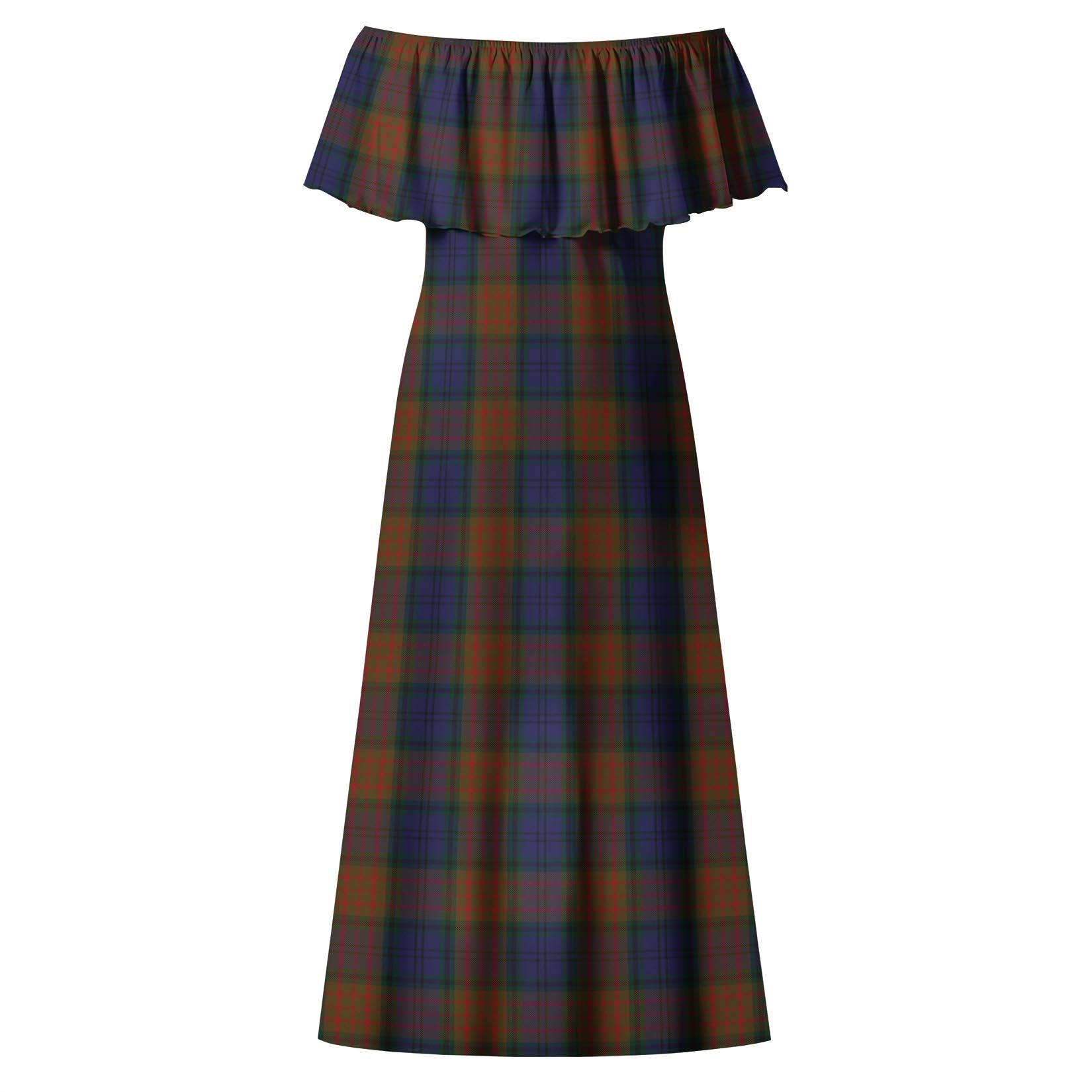 Longford County Ireland Tartan Off Shoulder Long Dress - Tartanvibesclothing