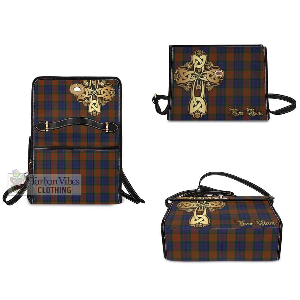 Tartan Vibes Clothing Longford County Ireland Tartan Waterproof Canvas Bag Golden Thistle Celtic Cross Style