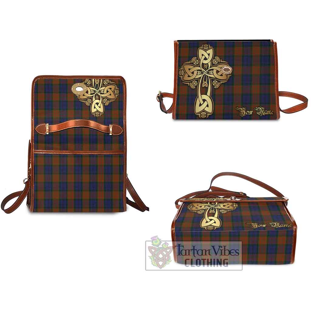 Tartan Vibes Clothing Longford County Ireland Tartan Waterproof Canvas Bag Golden Thistle Celtic Cross Style