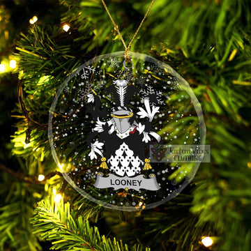 Looney Irish Clan Christmas Glass Ornament with Coat of Arms