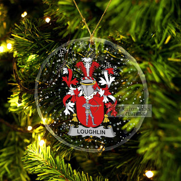 Loughlin Irish Clan Christmas Glass Ornament with Coat of Arms