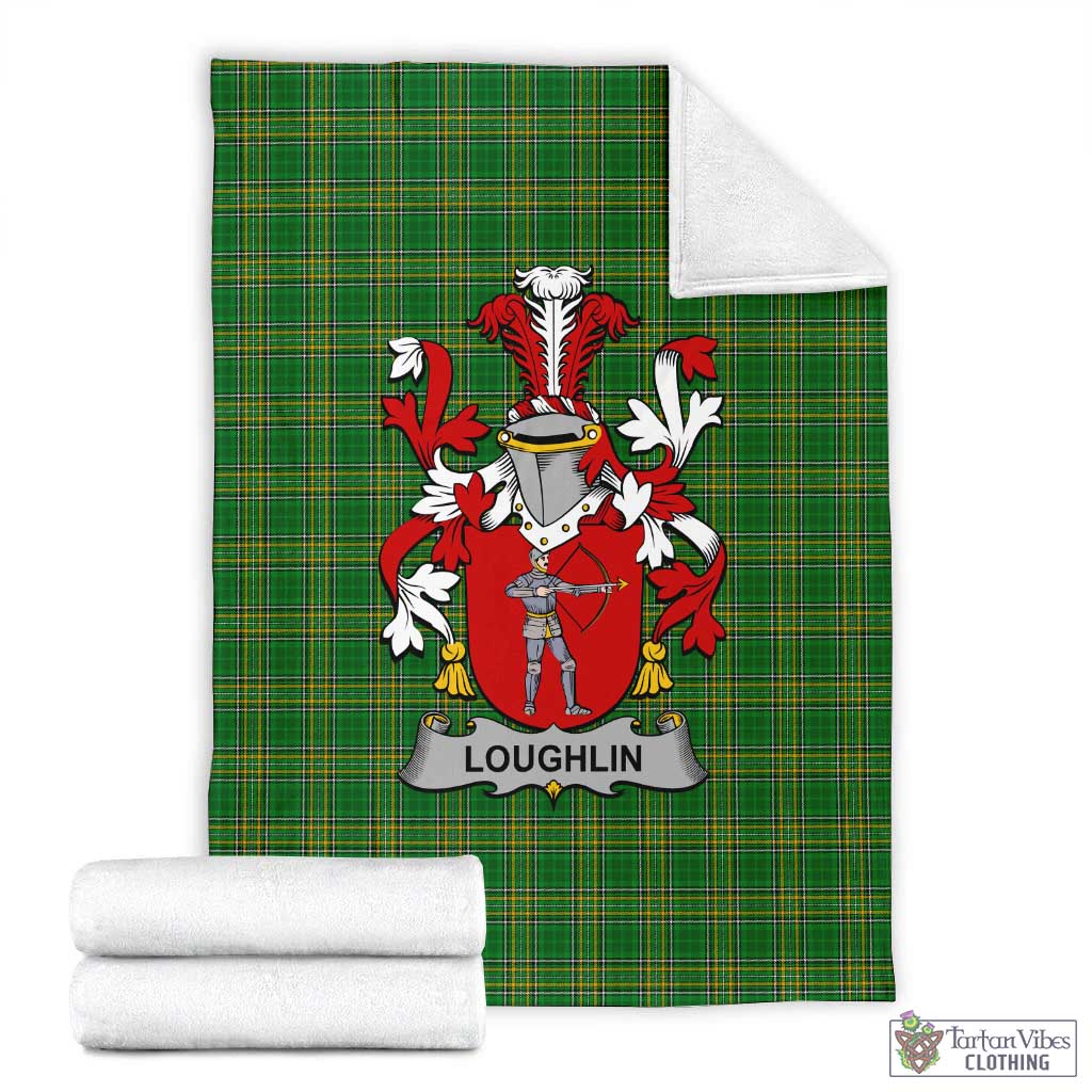 Tartan Vibes Clothing Loughlin Irish Clan Tartan Blanket with Coat of Arms