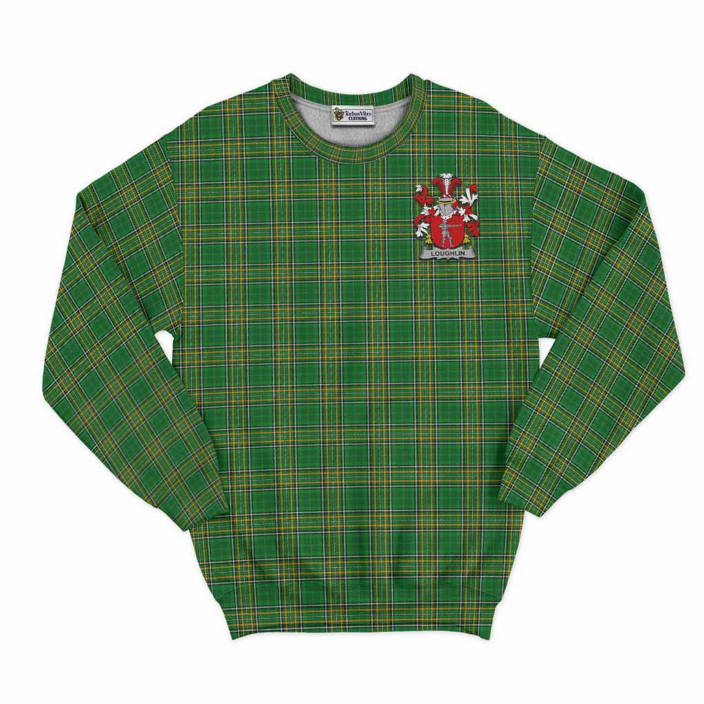 Tartan Vibes Clothing Loughlin Irish Clan Tartan Sweatshirt with Coat of Arms