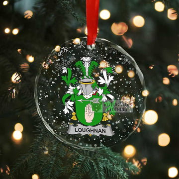 Loughnan Irish Clan Christmas Glass Ornament with Coat of Arms