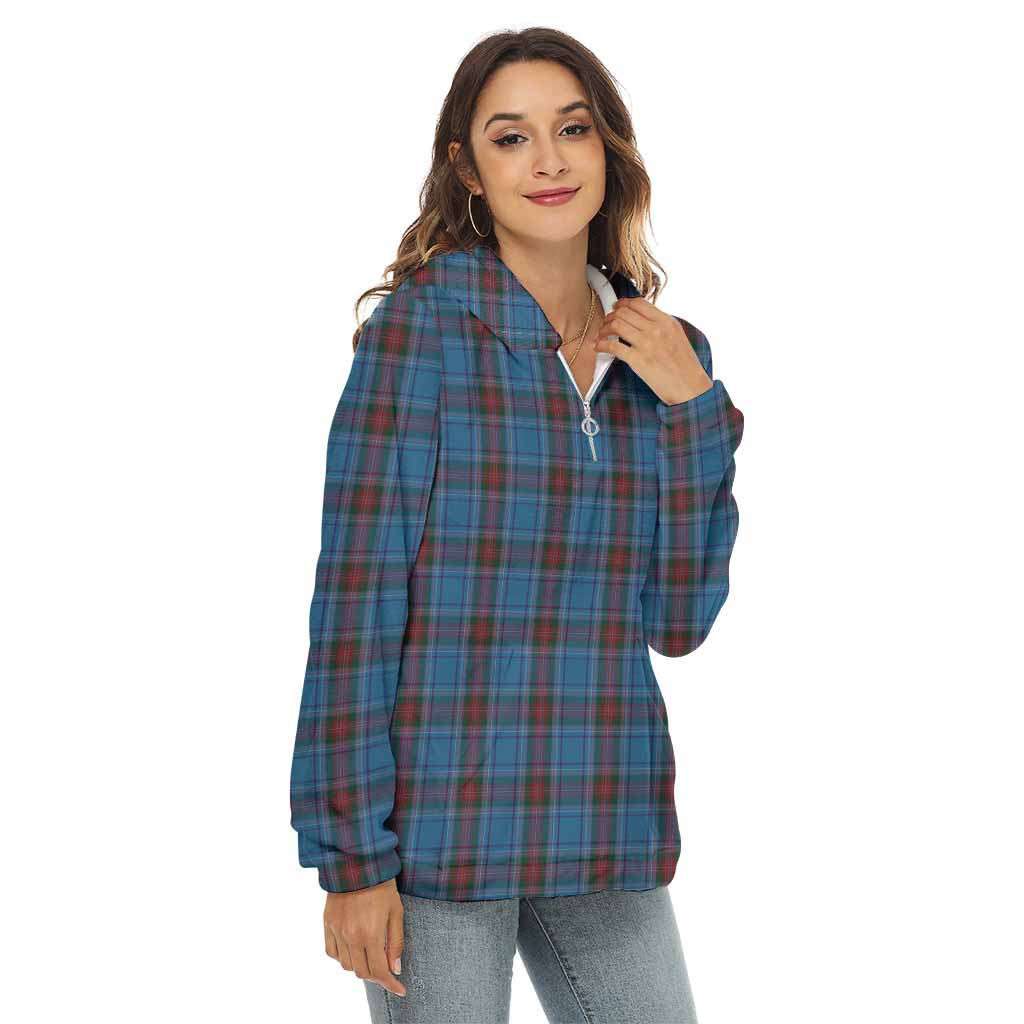 Tartan Vibes Clothing Louth County Ireland Tartan Women's Borg  Half Zip Fleece Hoodie