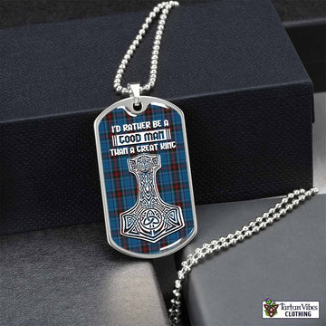 Louth County Ireland Tartan Dog Tag Necklace Viking Mjolnir Style