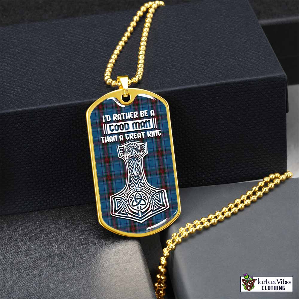 Tartan Vibes Clothing Louth County Ireland Tartan Dog Tag Necklace Viking Mjolnir Style