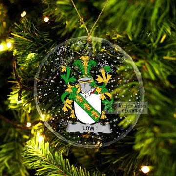 Low Irish Clan Christmas Glass Ornament with Coat of Arms